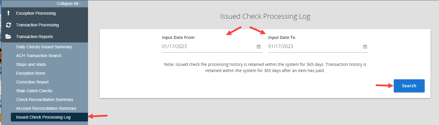 Issue check processing log