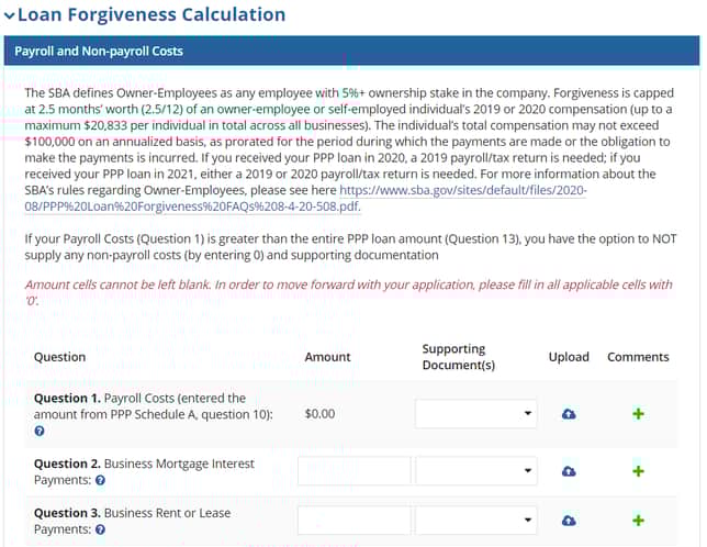 ppp forgiveness 3508 loan forgiveness calc