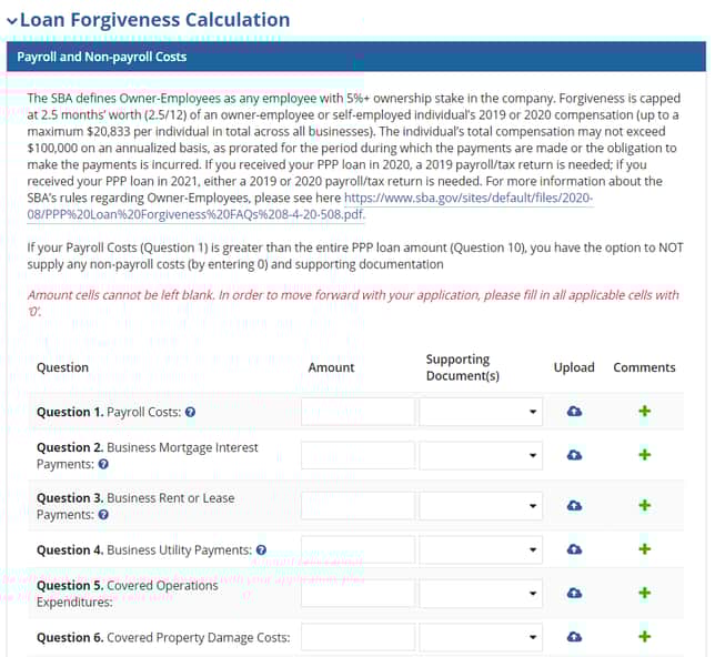 ppp forgiveness loan forgiveness calc ez
