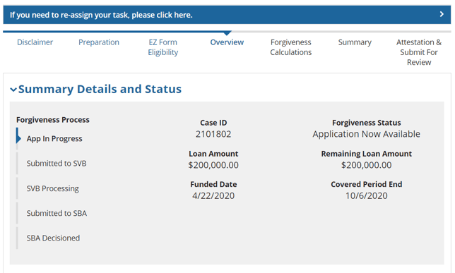 ppp forgiveness summarydetails status ez