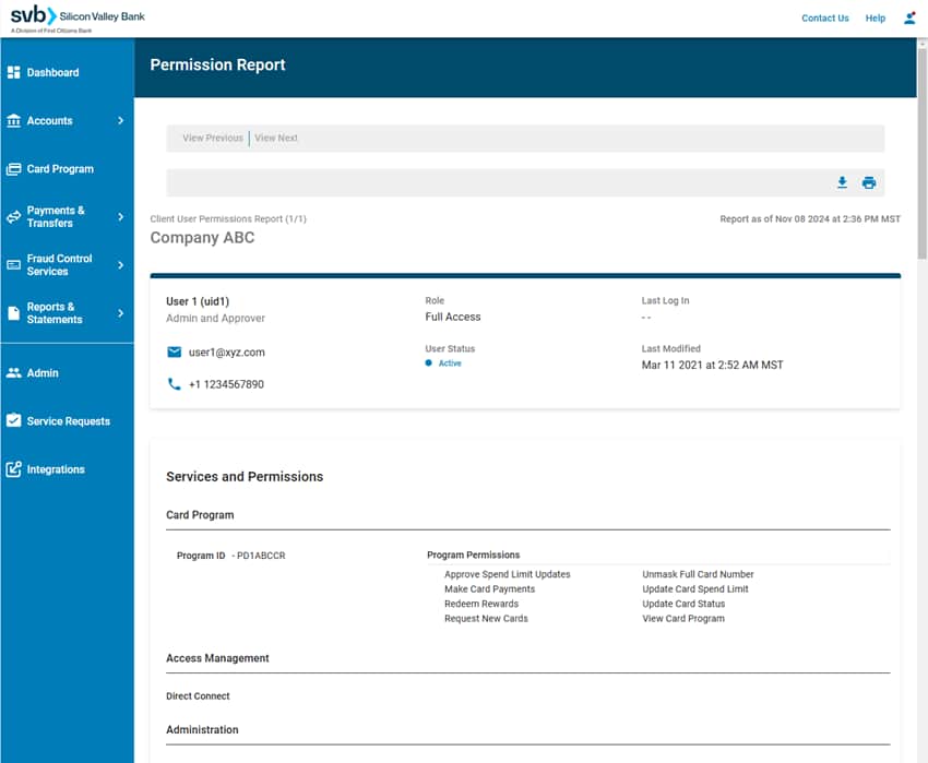 SVB Go - Permission Report