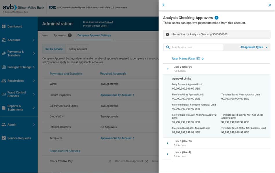 SVB Go - Admin - Approver List