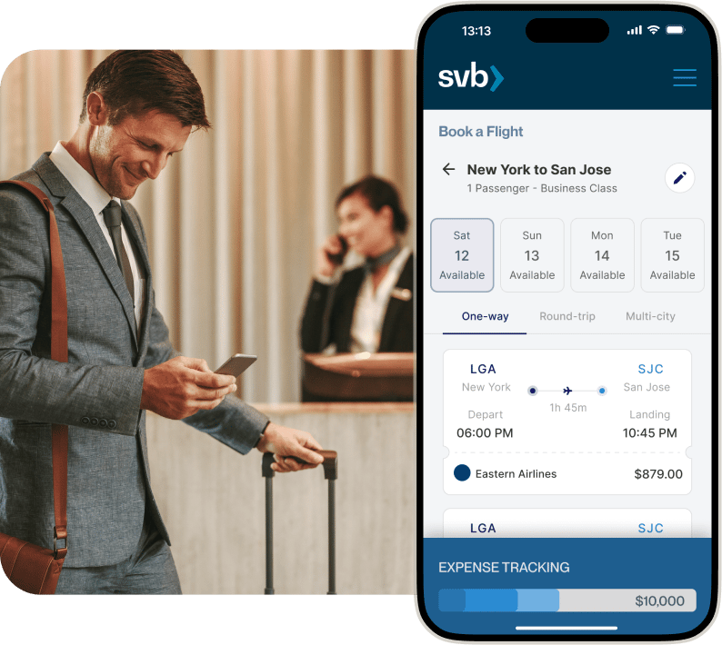 Man booking a flight on phone
