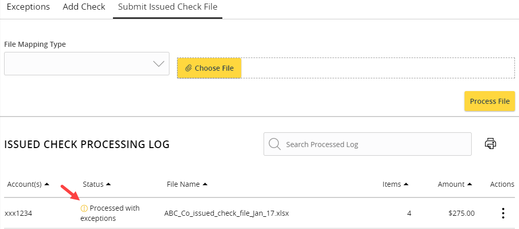 File processing results display