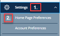 Settings and Home Page Preference Option