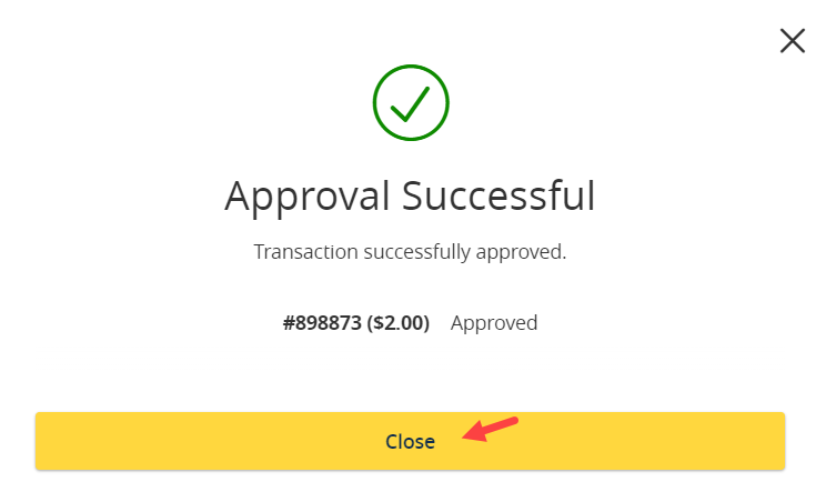 Approval Successful message