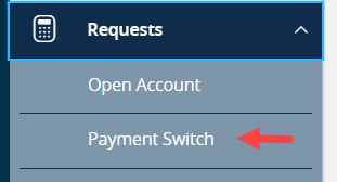 Select Payment Switch on the menu