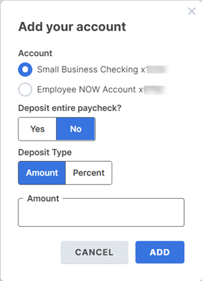 example of adding account and deposit options
