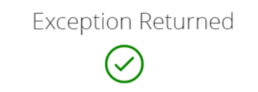Exception returned confirmation