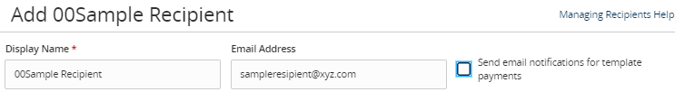 Add Recipient Display Name and Email Address