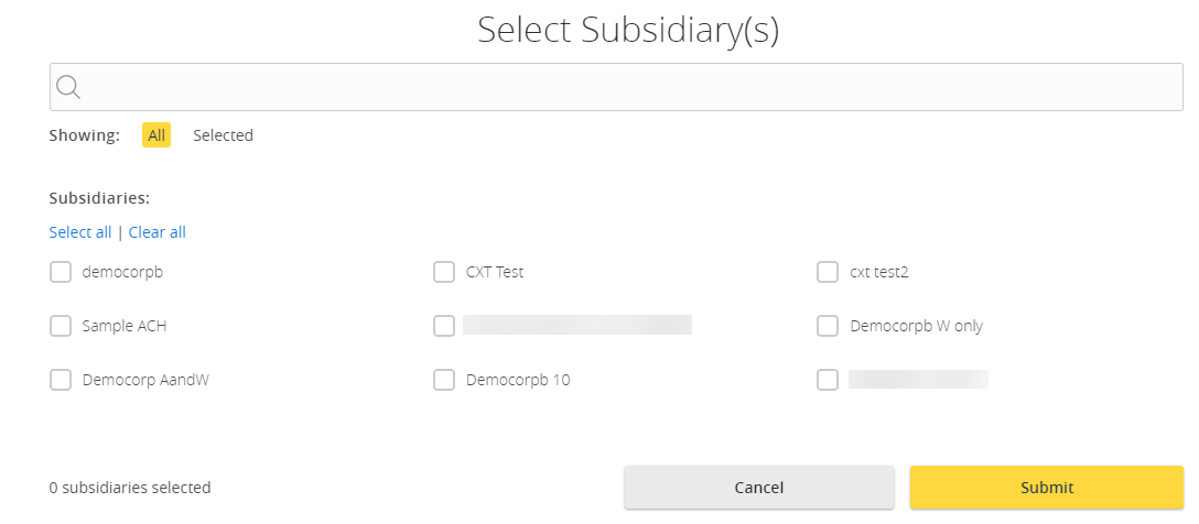 subsidiary listing