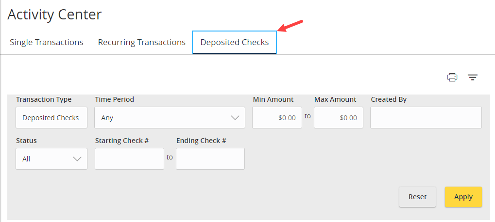 viewing deposited checks