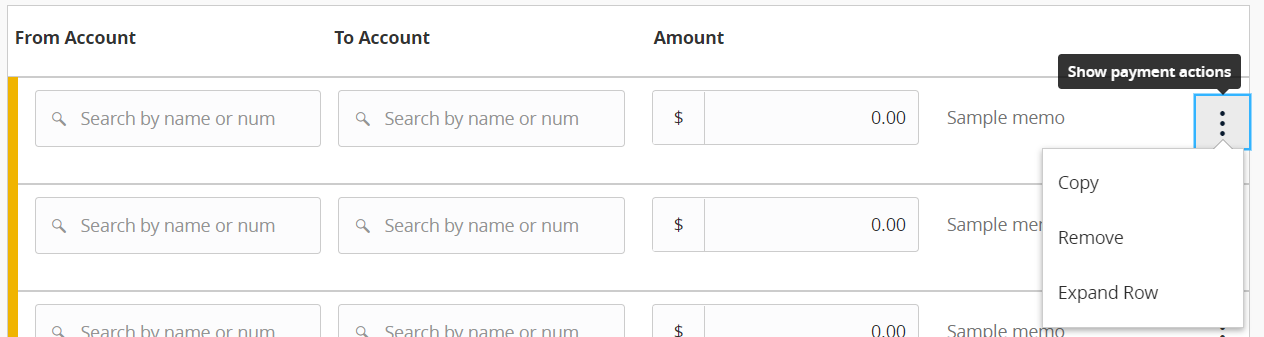 show payment actions