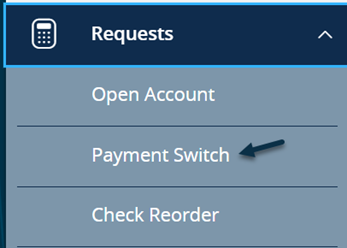 select Payment Switch from the left menu bar