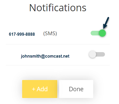 Add notification options for SMS and email