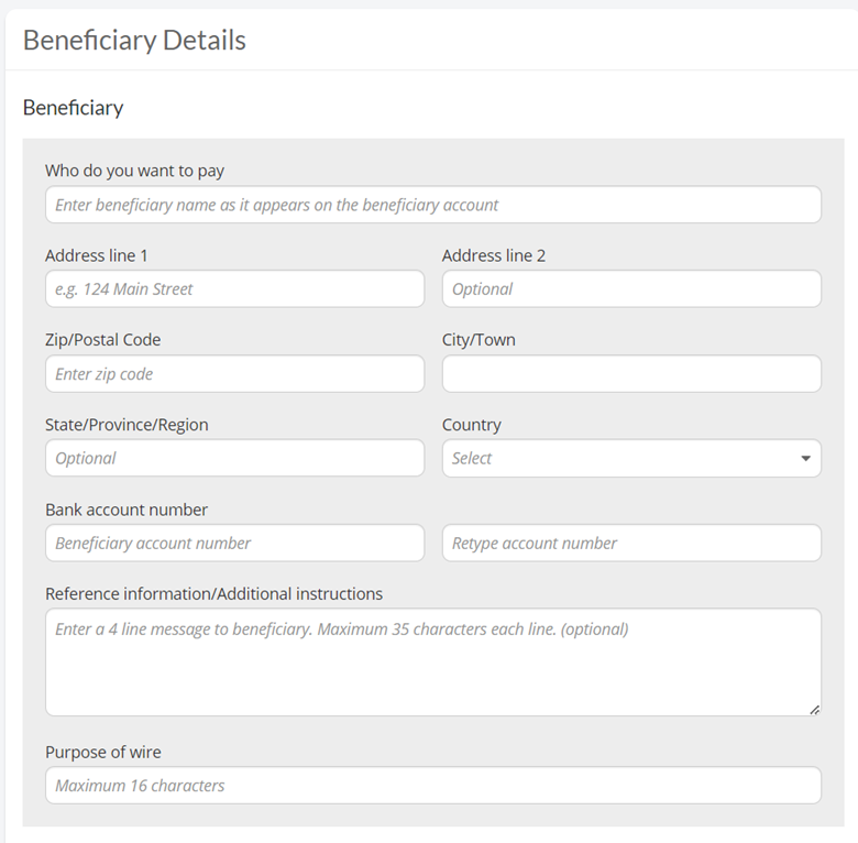 Beneficiary Details