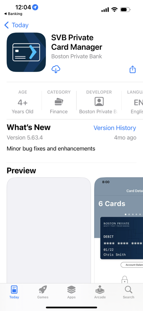 Download SVB Private card manager app and Open