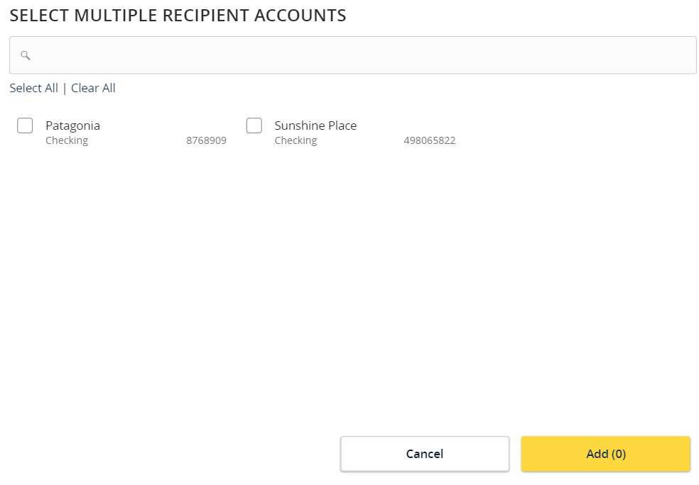 Select Multiple Recipient Accounts