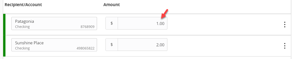 Add amount to each recipient