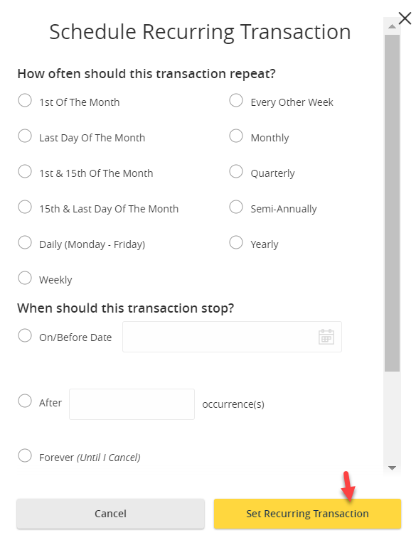 Set Recurring Transaction