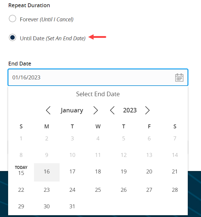 Until end date option
