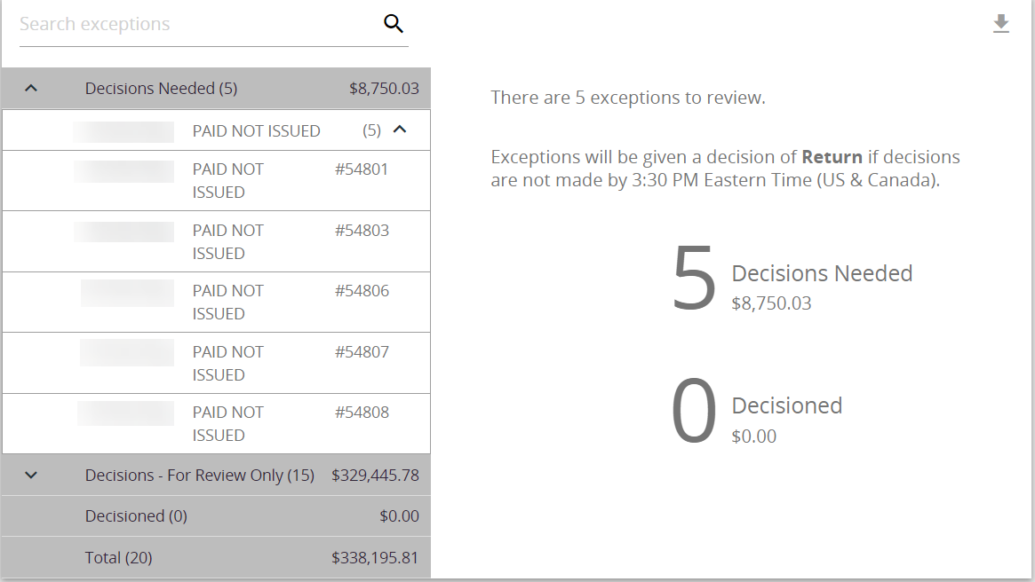 Exceptions moved to awaiting approval queue