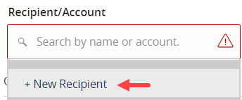 New Recipient option in the dropdown menu