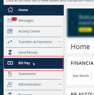 bill pay selection