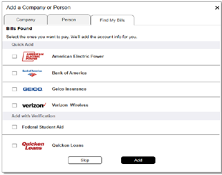 select billers from the list pulled