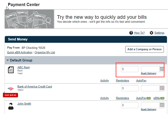 Enter Amount of Payment
