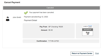 Payment cancelled confirmation
