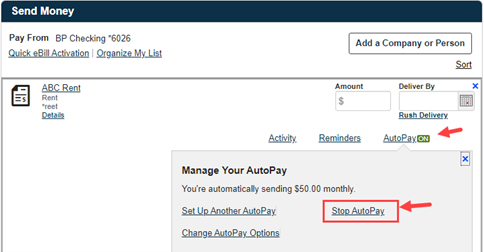 Stopping Autopay
