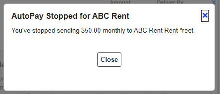 confirmation autopay stopped