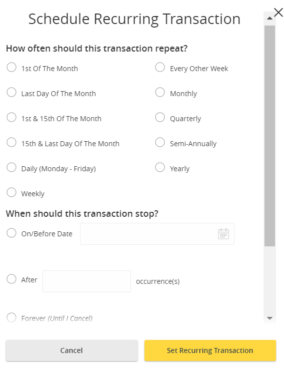 Select recurring transaction