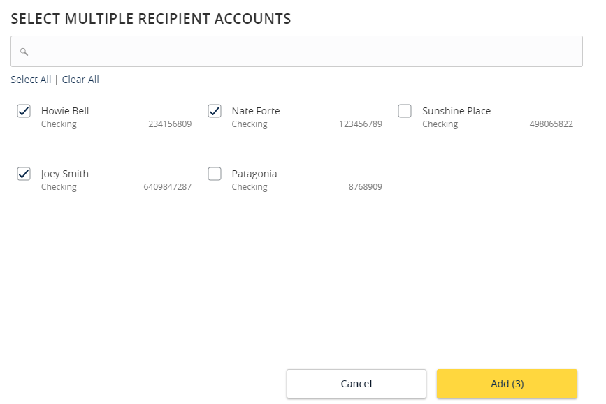 Select Multiple Recipient Accounts