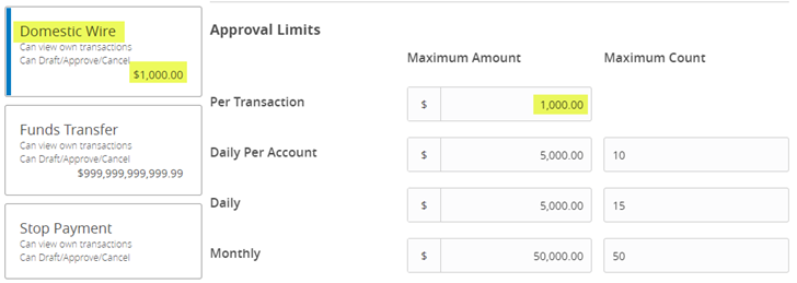 approval limits section