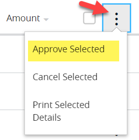 Action dropdown approved selected