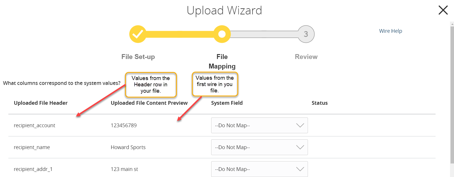 Values display from your file