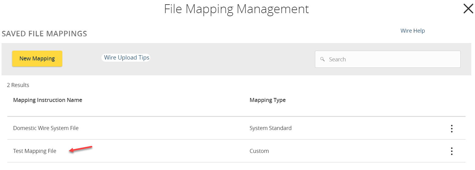 Select your mapped file format