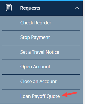 Select Loan Payoff Quote from left menu