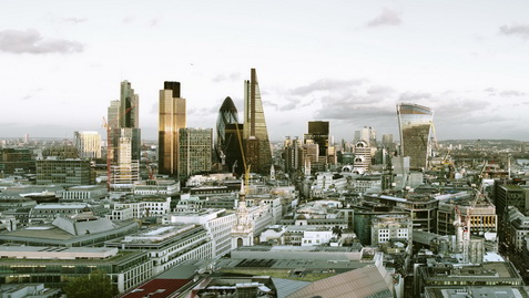 Newsroom London skyline scene.