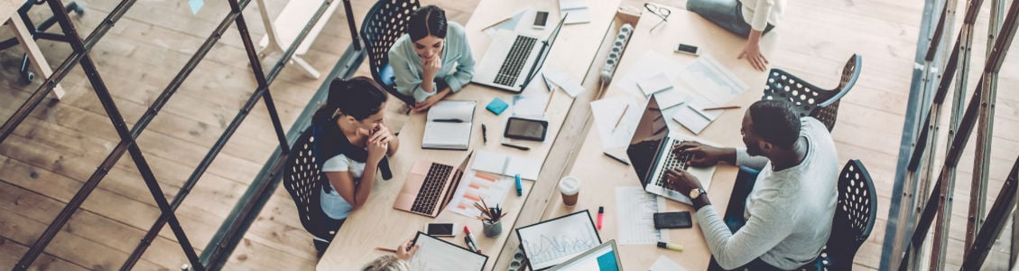 Young people work in modern office