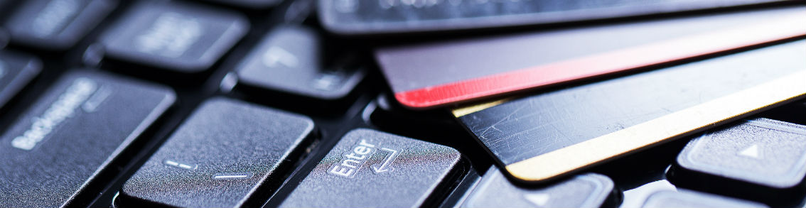 Credit cards on keyboard